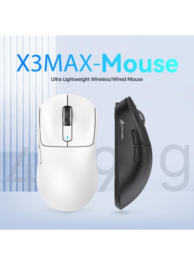 هجوم القرش ماوس ألعاب هجوم القرش X3MAX خفيف الوزن للغاية 49 جرام مستشعر بيكسارت PAW3950 بلوتوث / 2.4G لاسلكي سلكي 6 DPI قابلة للتعديل حتى 42000 بطارية 200 ساعة مكتب لويندوز 11 Xbox PS Mac ابيض - Image 5